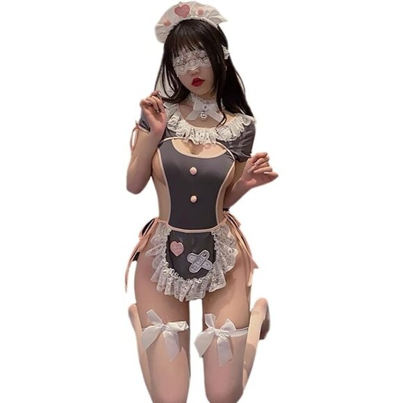 Outfit Anime Cosplay Costume Japanese Sweet Apron Fancy  Lace Up One Piece - Picture 1 of 6